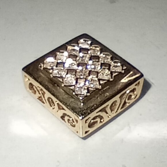 14Kt Yellow Gold Diamond Filigree Diamond-Shape Slide - Picture 1 of 4